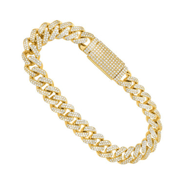 Diamond Cuban Bracelet in 14k Yellow Gold 4.91 Ctw